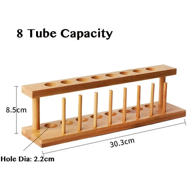 Glass Tube Shot Glasses with Wooden Rack