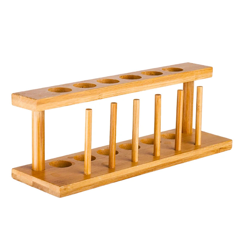 Glass Tube Shot Glasses with Wooden Rack