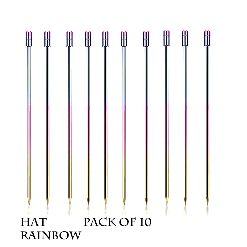 10PCS Cocktail Pick Cocktail Stick Stainless Steel Fruit Sticks Drink Stirring Sticks Martini Picks- Circle/Ball/Hat Shape