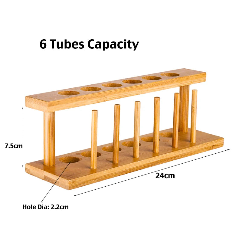 Glass Tube Shot Glasses with Wooden Rack