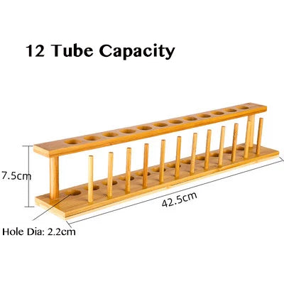 Glass Tube Shot Glasses with Wooden Rack