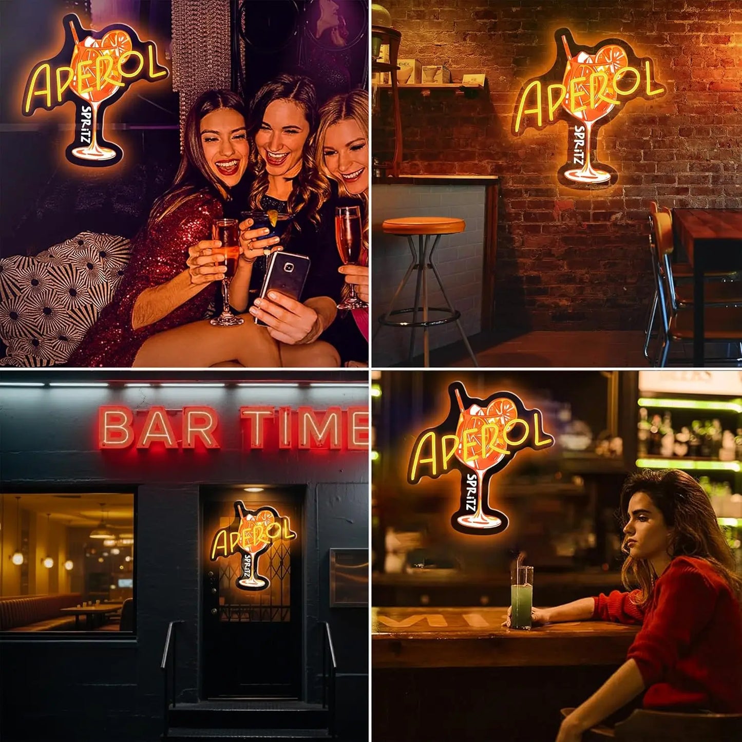 Bartender Black Aperol Spritz LED Neon Sign