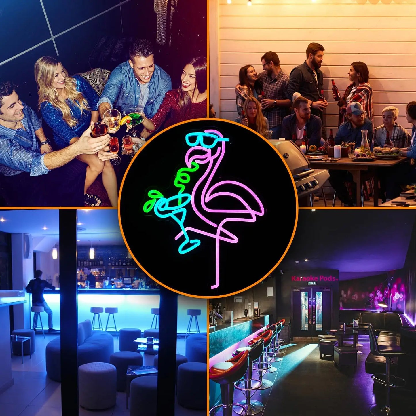 Bartender Black Flamingo LED Neon Sign