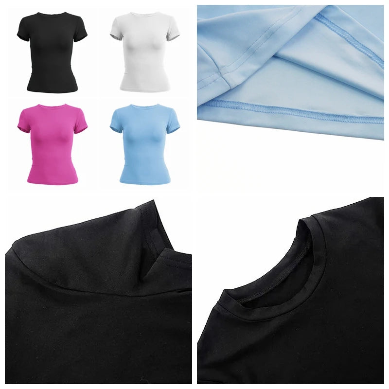 Woman Short Sleeve T-shirt Slim Fit Top