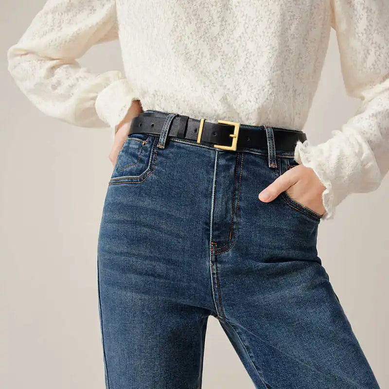 New Luxury Double Genuine Leather Belt for Women