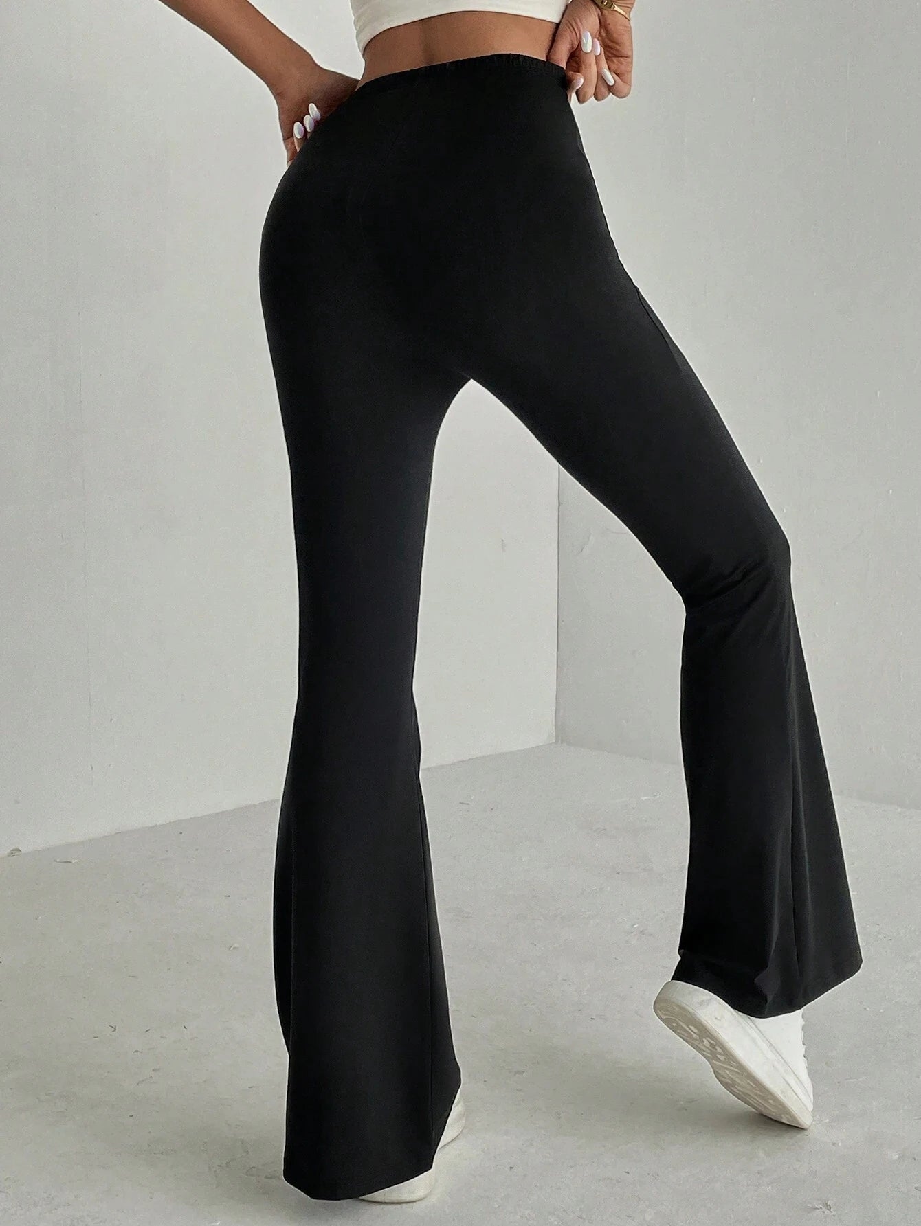 Women's Bartending Plain High Waist Flare Pant