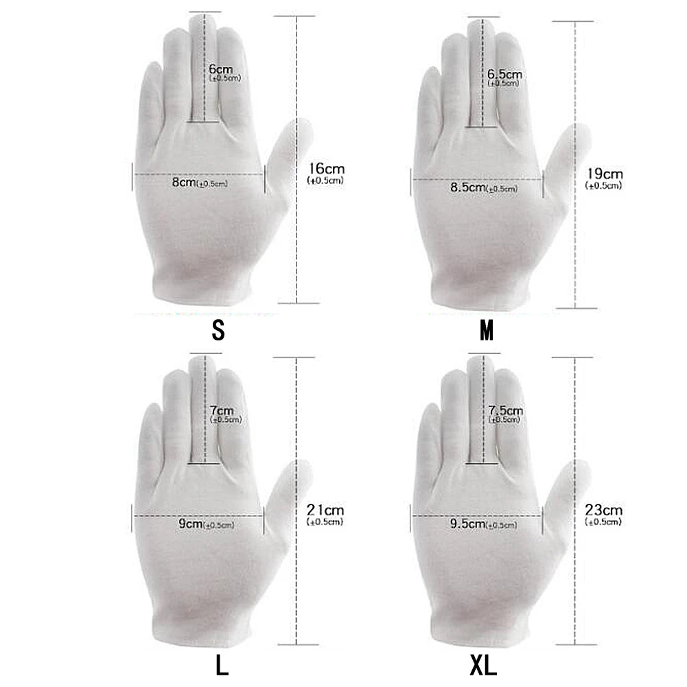 Men Women Full Finger Etiquette White Cotton Gloves Waiters/Drivers/Jewelry/Workers Mittens Sweat Absorption Gloves