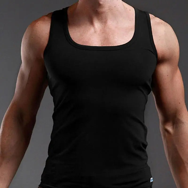 100% Cotton Mens Sleeveless Tank Top Solid Color