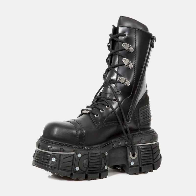 Retro Black Platform Women Ankle Boots