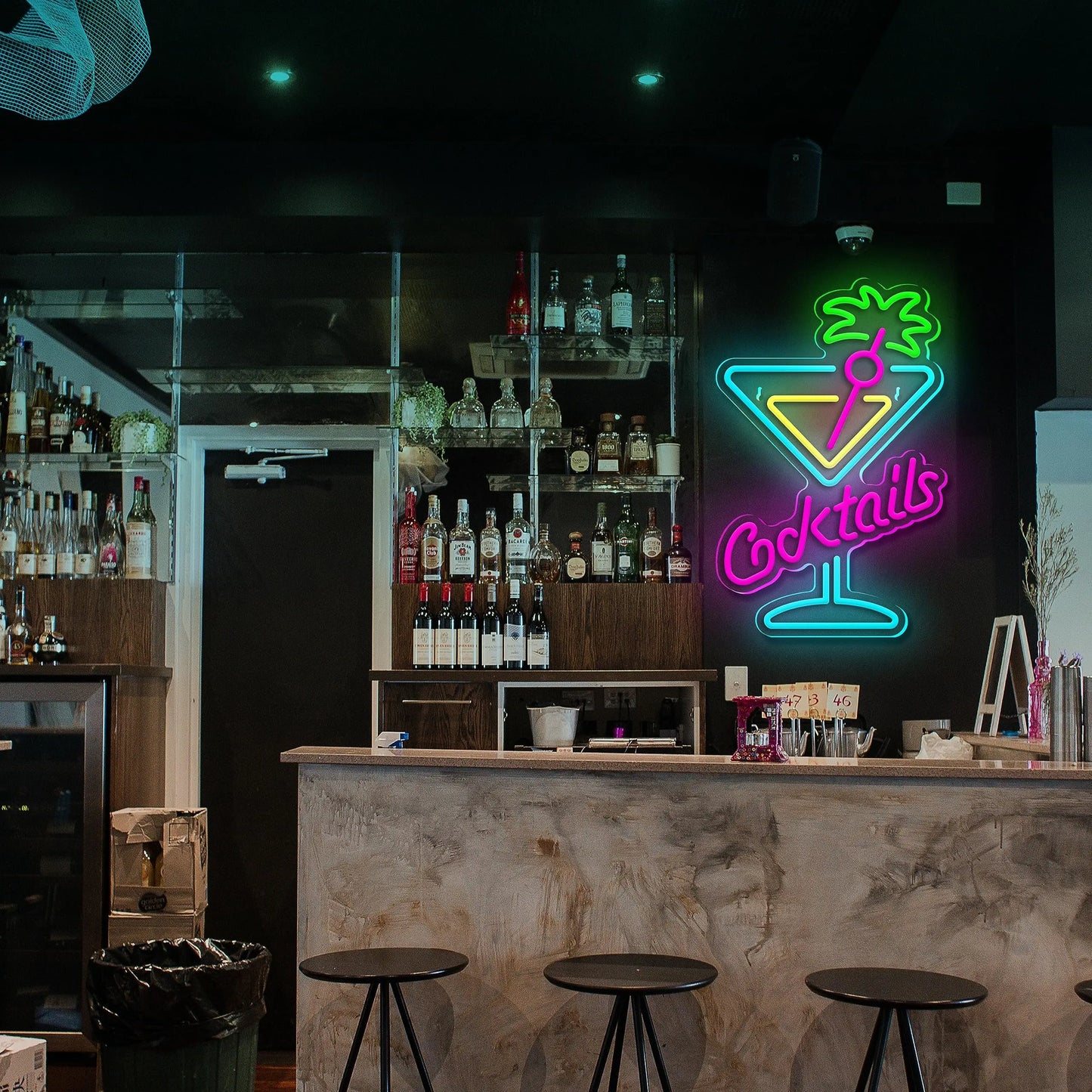 Bartender Black Cocktails LED Neon Sign