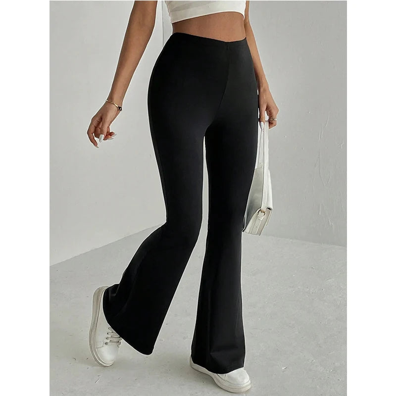 Women's Bartending Plain High Waist Flare Pant