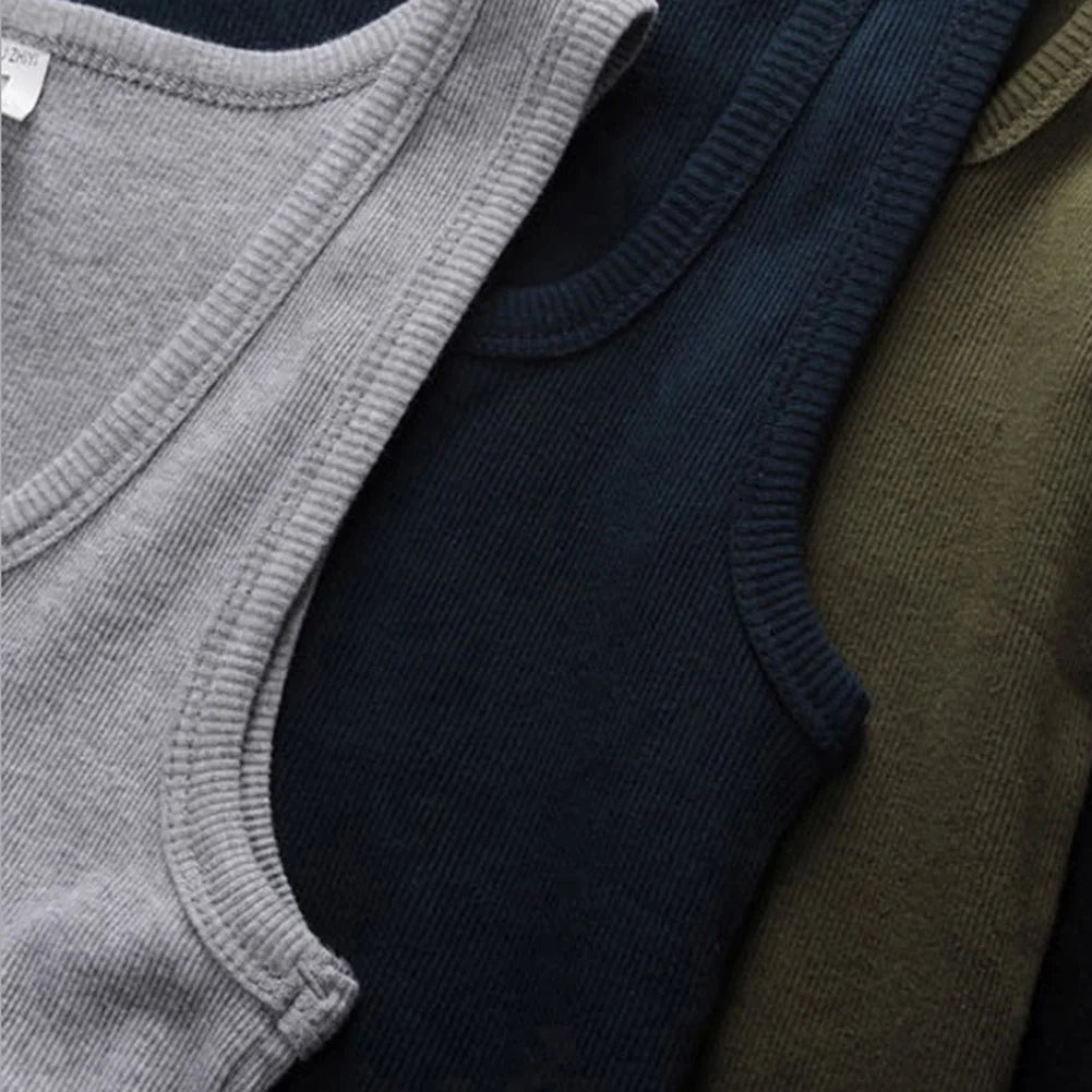 100% Cotton Mens Sleeveless Tank Top Solid Color