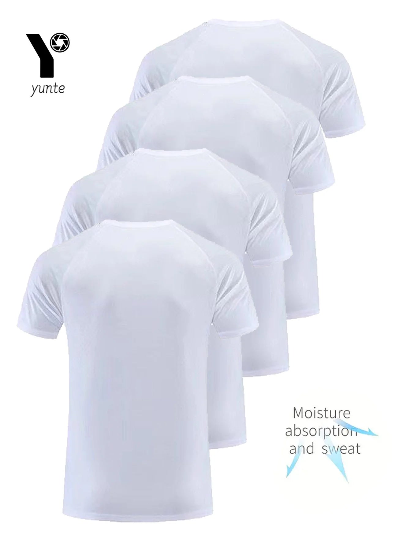 4-Pack White Ultra-Light Men's Quick Drying T-Shirt