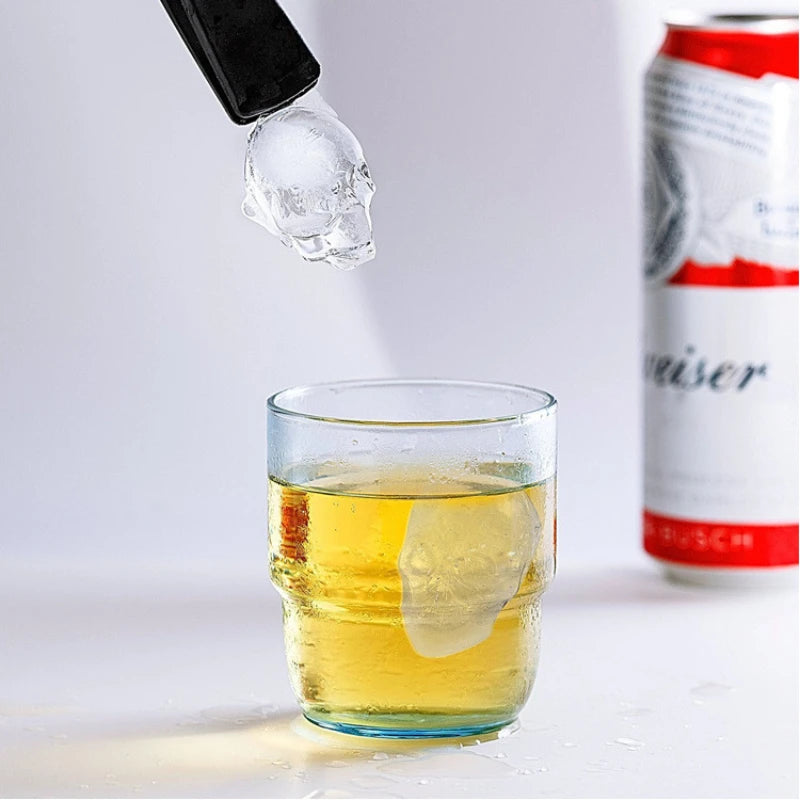 Bartender Black 3D Skull Whiskey Ice Cube Tray