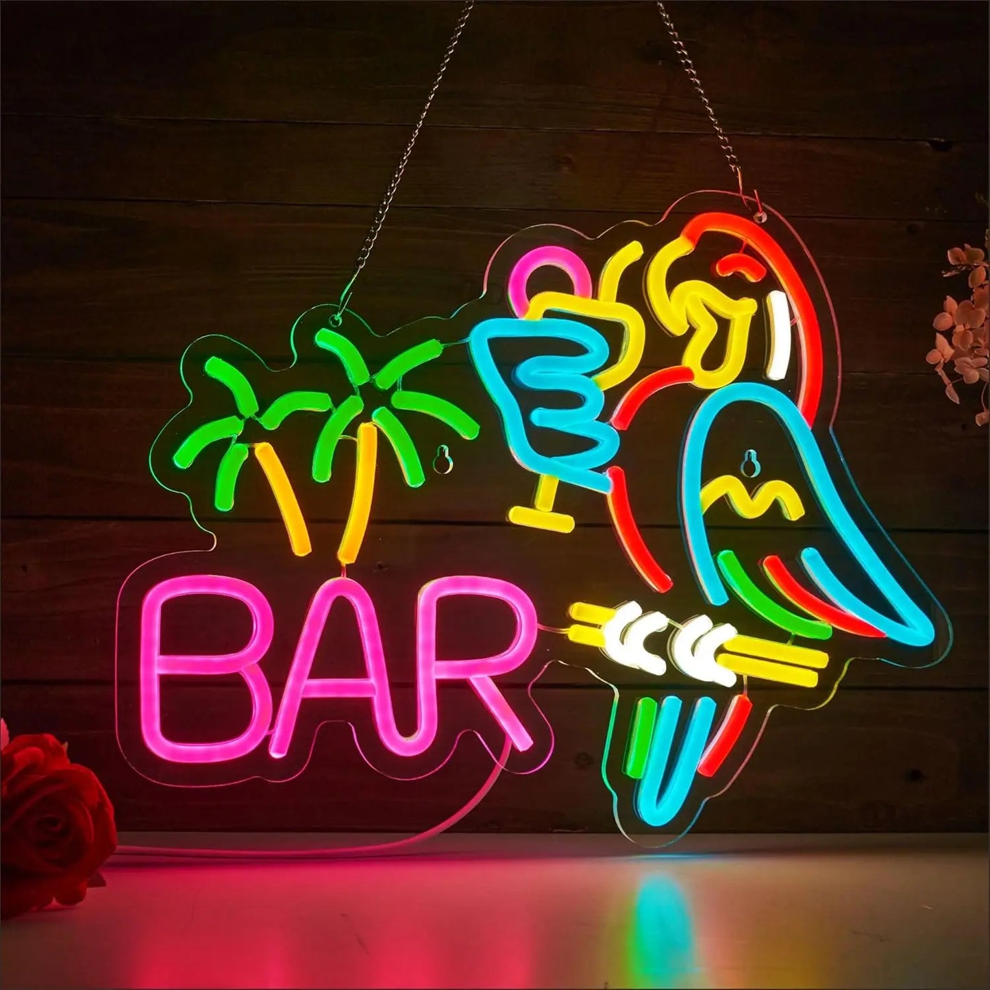 Bartender Black Bar Open LED Neon Sign