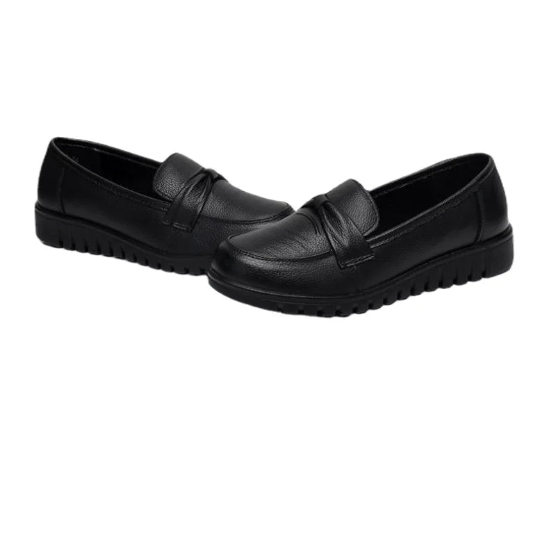 Bartender Black Women's Waterproof Leather Loafers