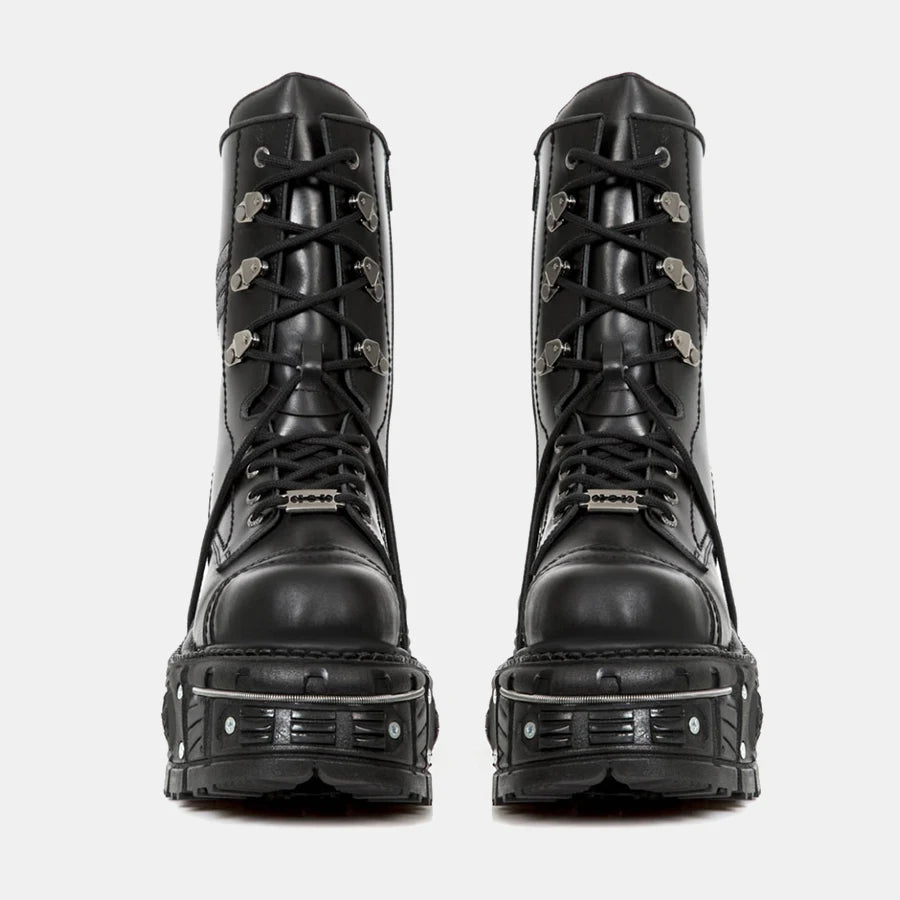 Retro Black Platform Women Ankle Boots