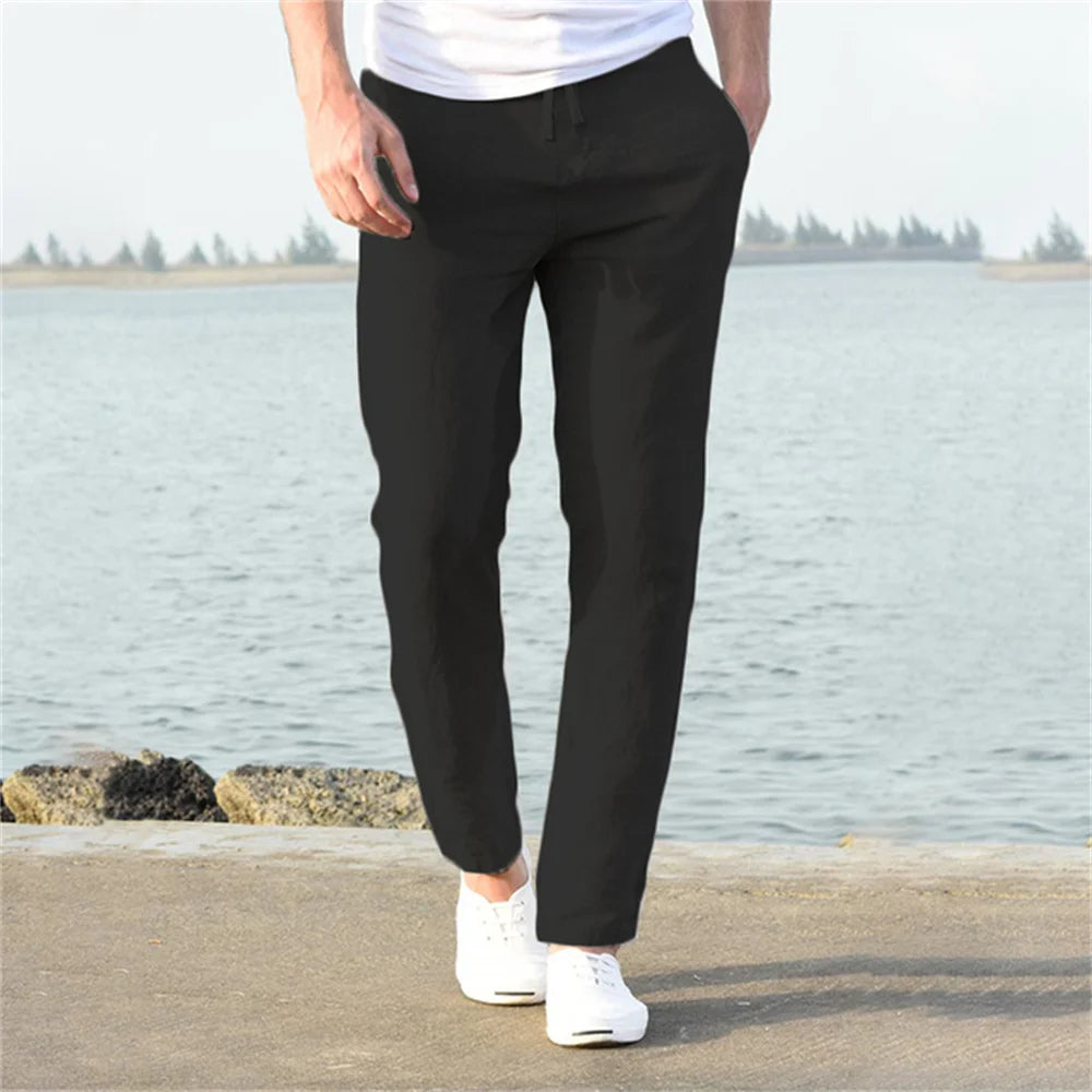 Bartender Black Men's Cotton Linen Pants
