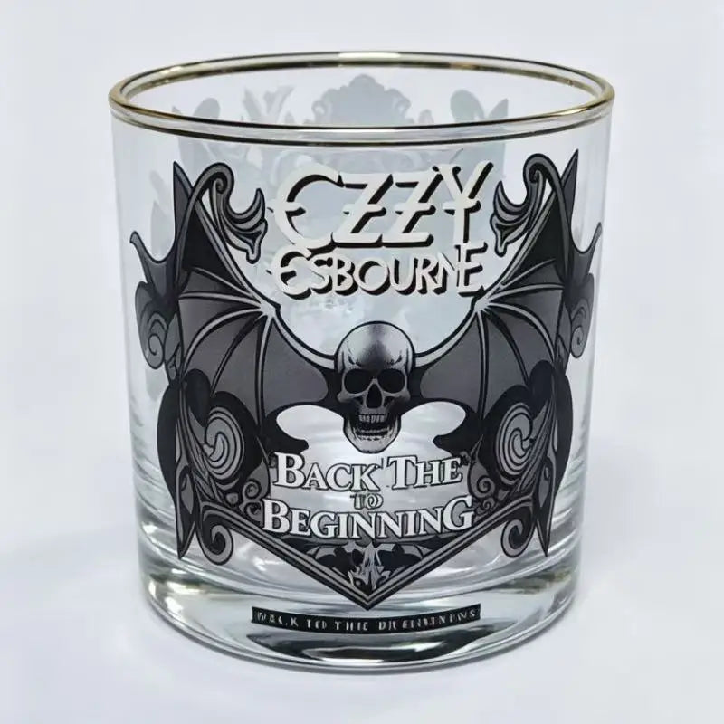 Bartender Black Skull Bat Rock Whiskey Glass