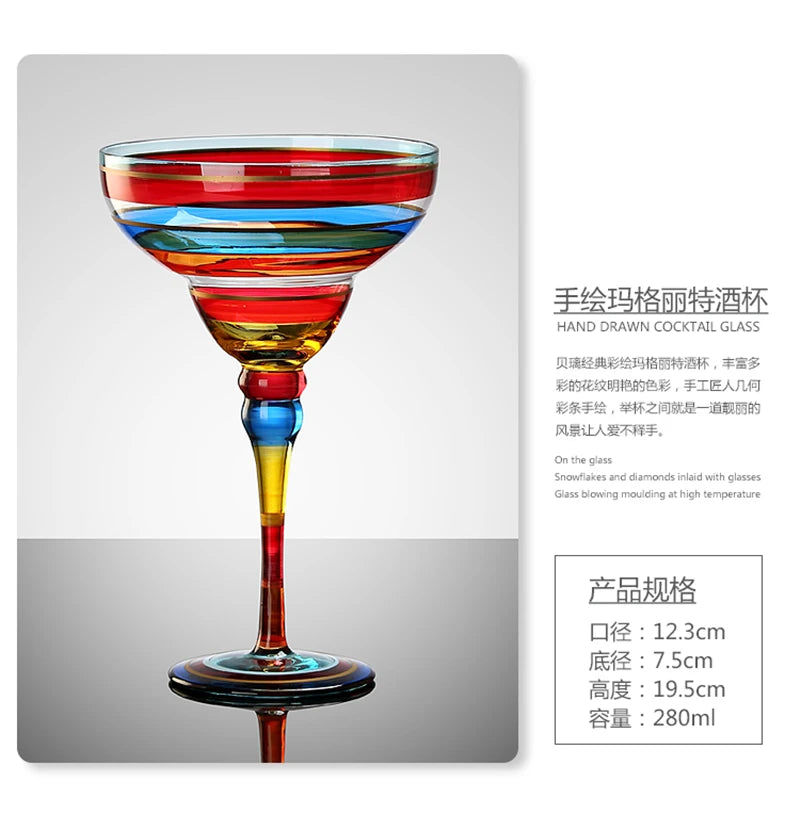 Bartender Black Handmade Colorful Cocktail Goblet