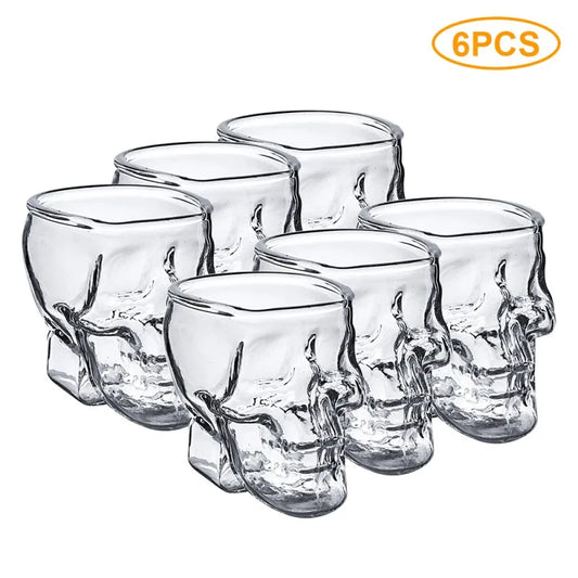 1/2/6pcs Halloween Skull Shaped Clear Glass