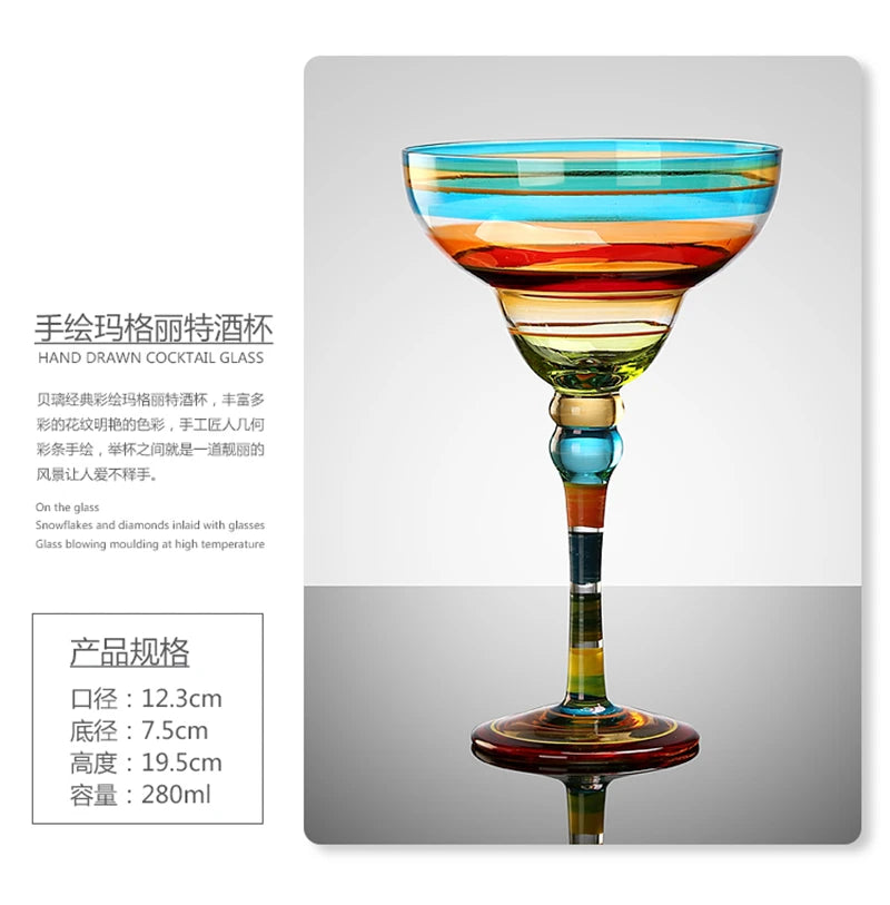 Bartender Black Handmade Colorful Cocktail Goblet