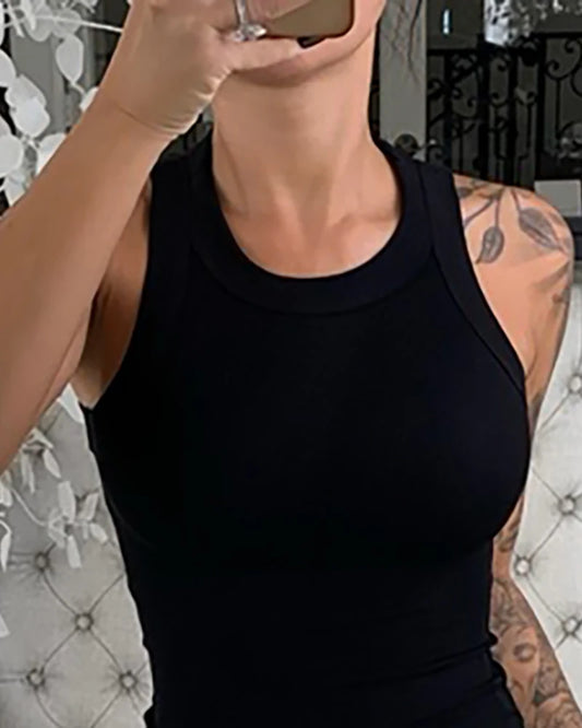 Bartender Black Ribbed Tank Top