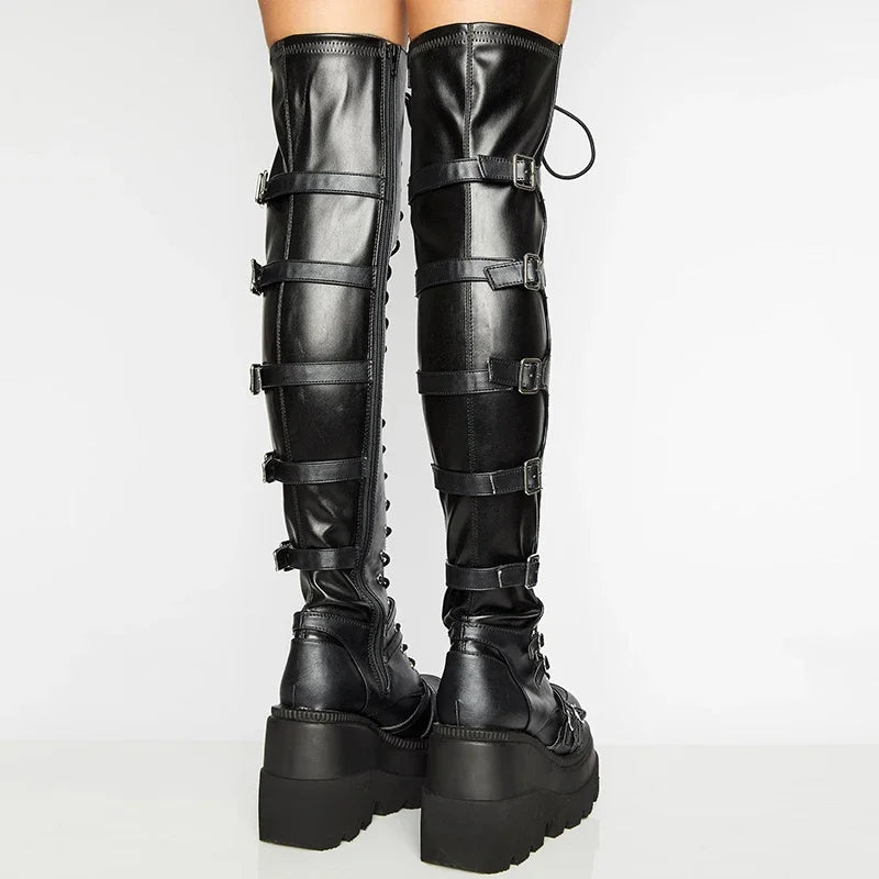 Punk Over-the-knee Boots Women Platform Heels