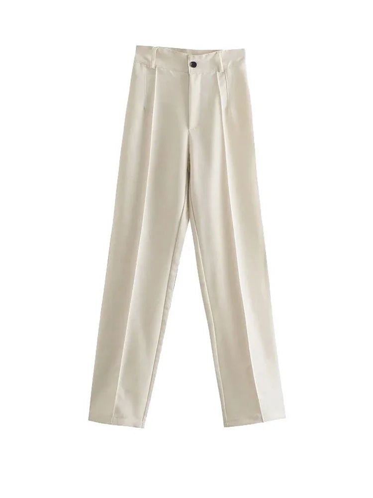 Bartender Black Women's High-Waist Straight-Leg Trousers