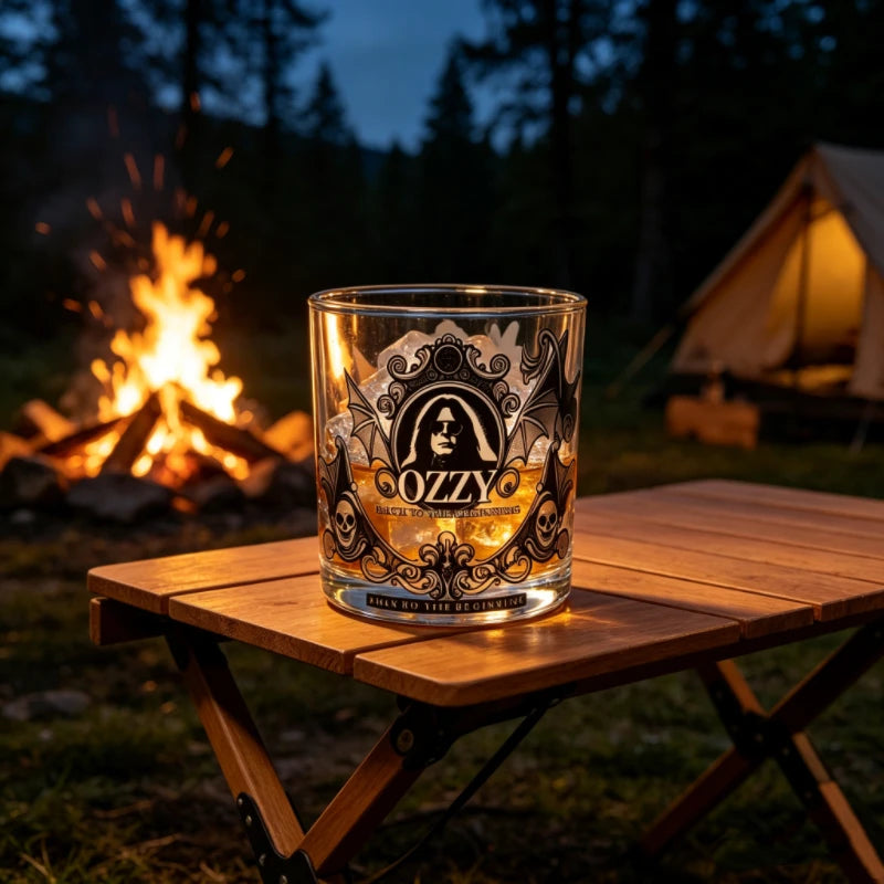 Bartender Black Skull Bat Rock Whiskey Glass