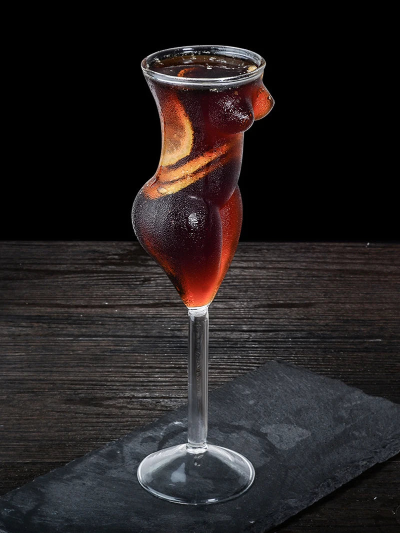 Bartender Black Silhouette Cocktail Glass