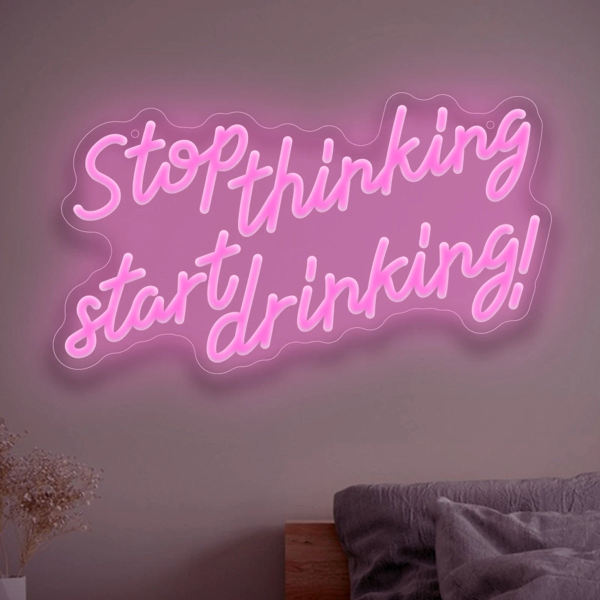 Bartender Black Stop Thinking Start Drinking Neon Sign