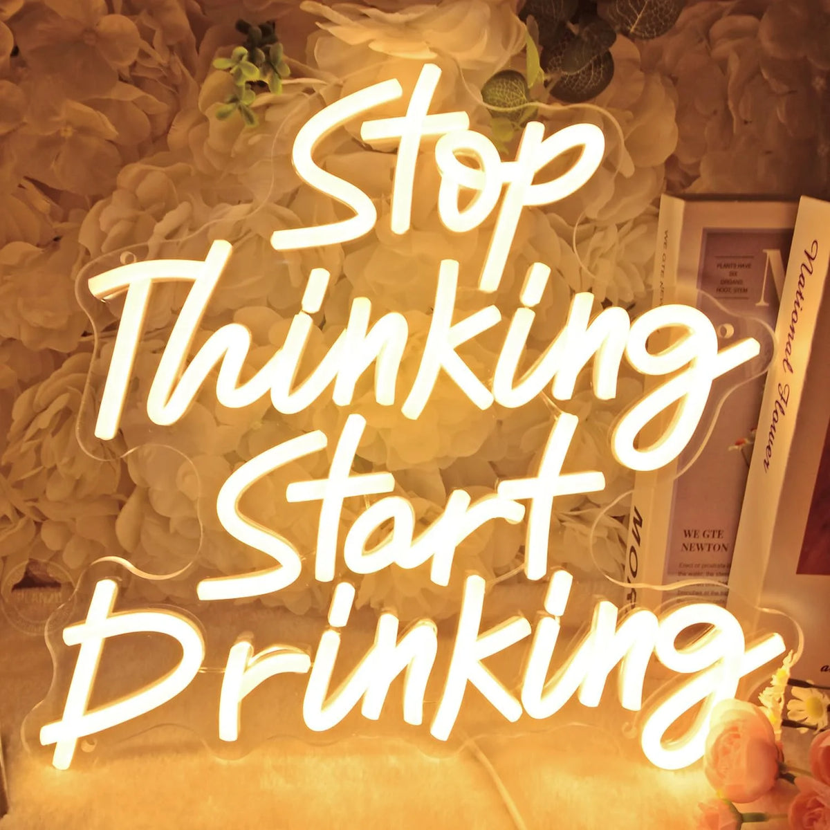 Bartender Black Stop Thinking Start Drinking Neon Sign