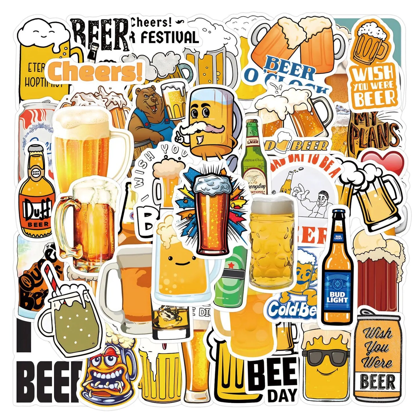 110PCS Cartoon Beer Creative Waterproof Sticker