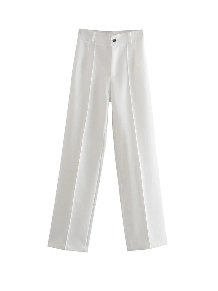 Bartender Black Women's High-Waist Straight-Leg Trousers