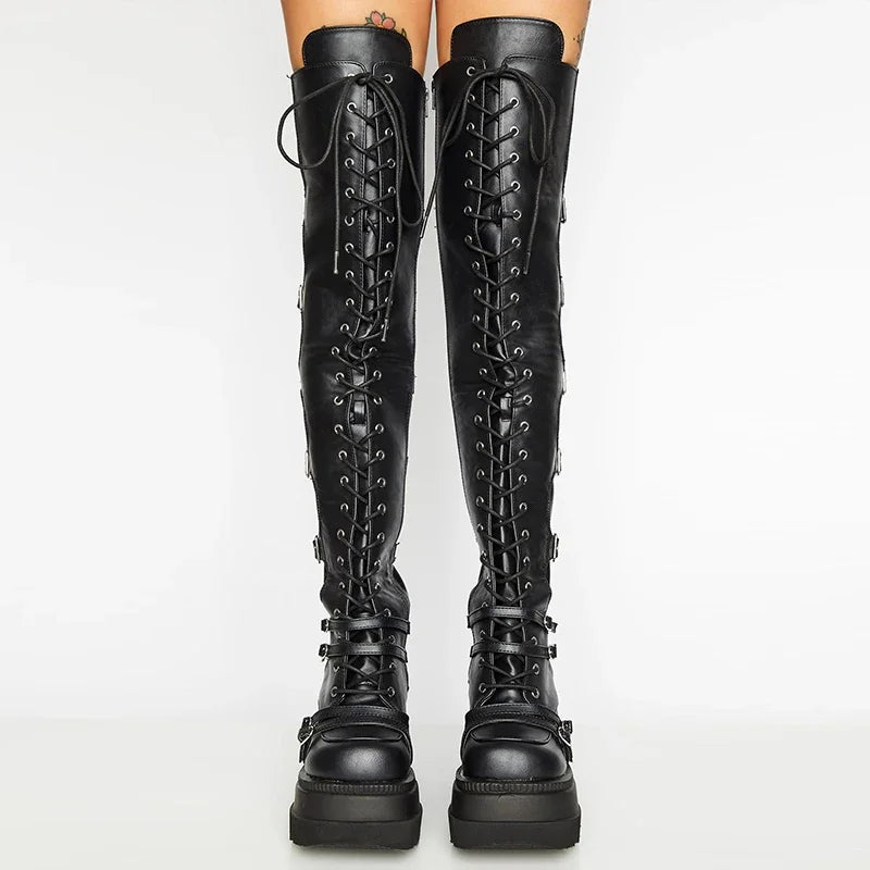 Punk Over-the-knee Boots Women Platform Heels