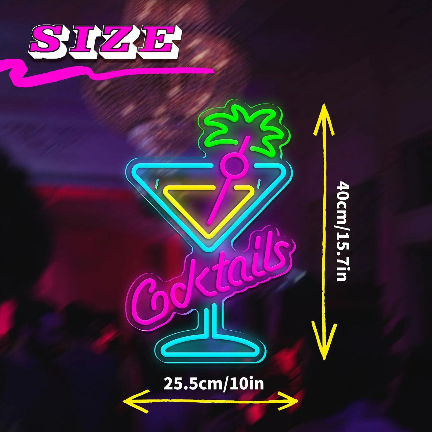 Bartender Black Cocktails LED Neon Sign