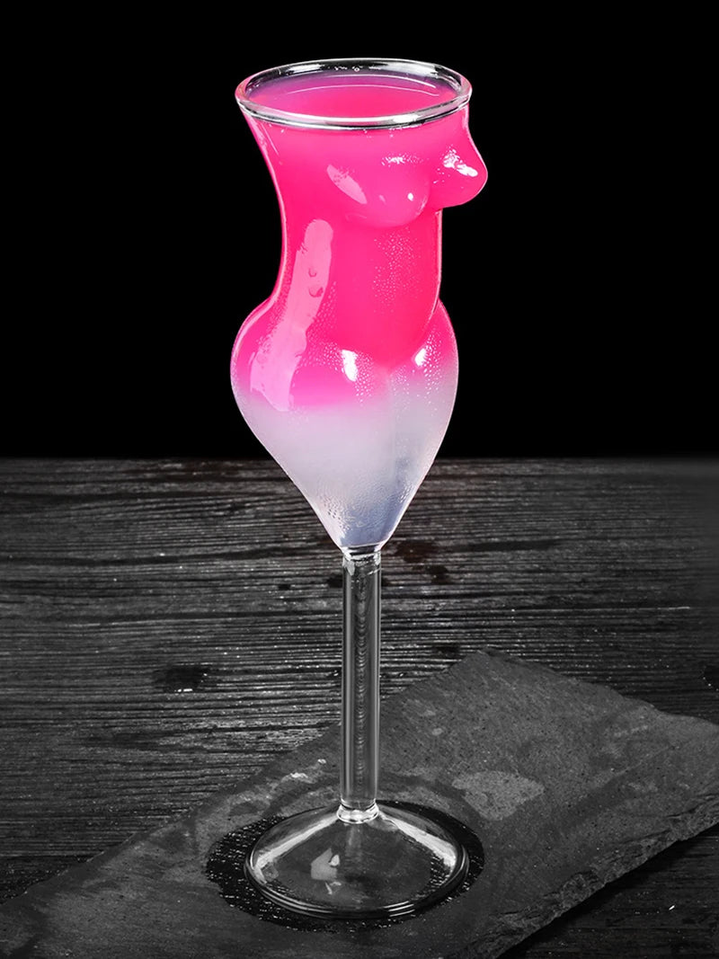 Bartender Black Silhouette Cocktail Glass