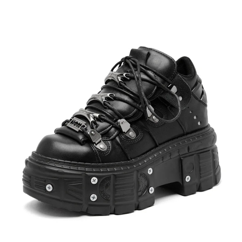 Punk Style Women Black Shoes