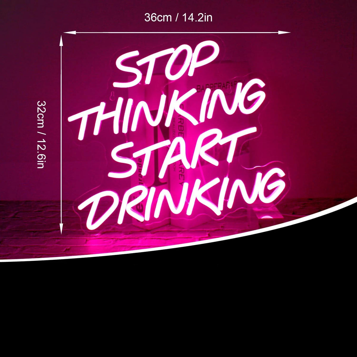 Bartender Black Stop Thinking Start Drinking Neon Sign