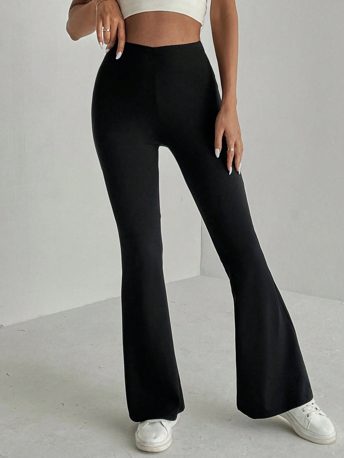 Women's Bartending Plain High Waist Flare Pant