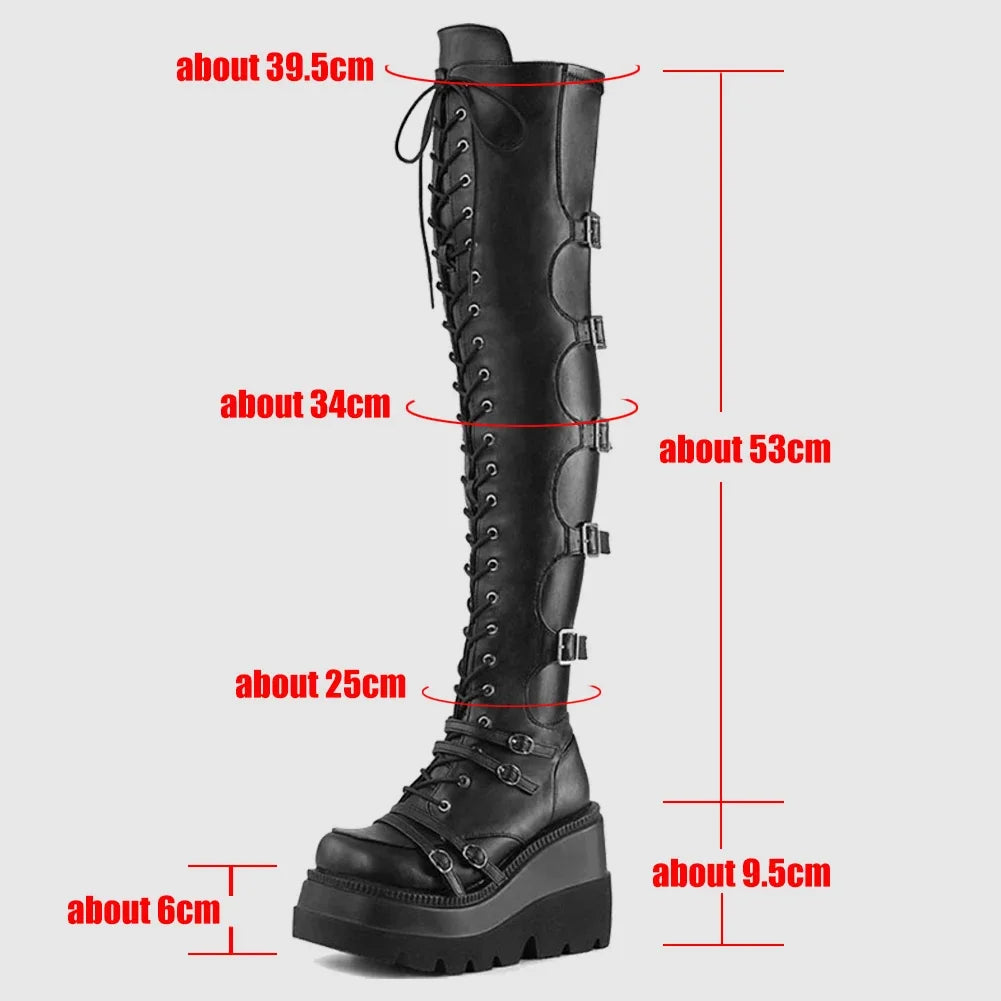 Punk Over-the-knee Boots Women Platform Heels