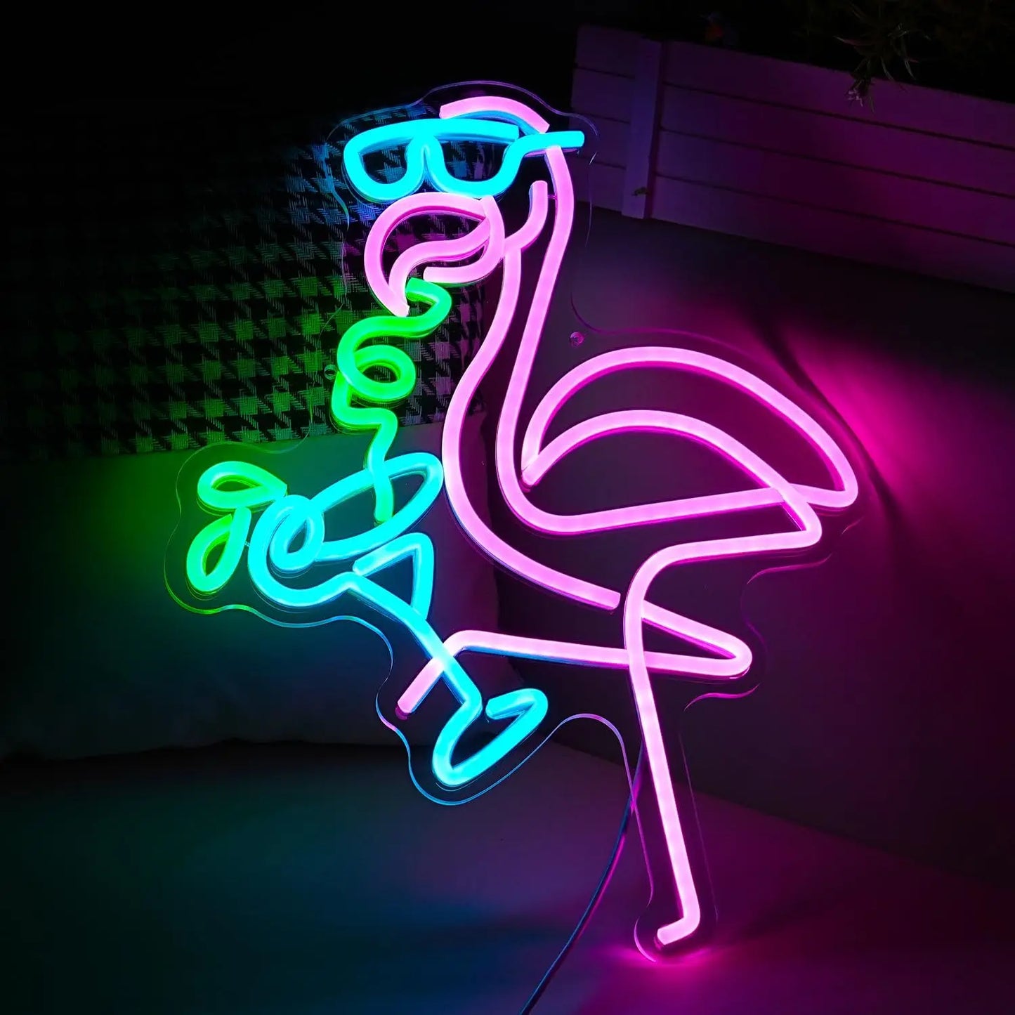 Bartender Black Flamingo LED Neon Sign