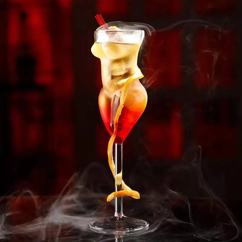 Bartender Black Silhouette Cocktail Glass