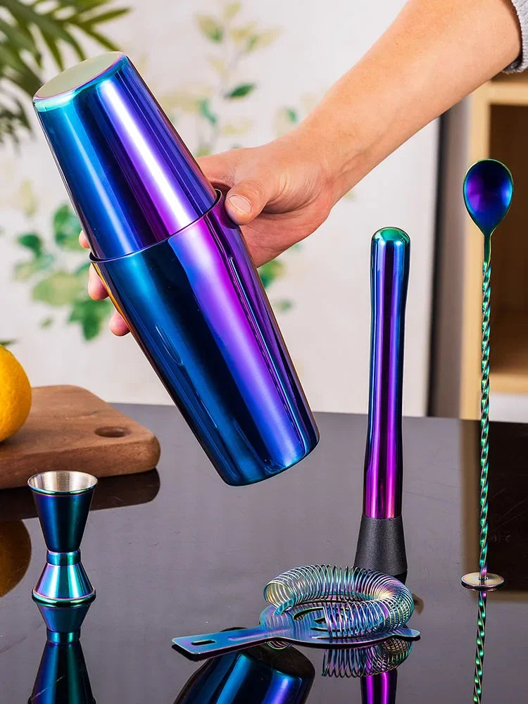 5pcs Rainbow Cocktail Shaker Bar Set