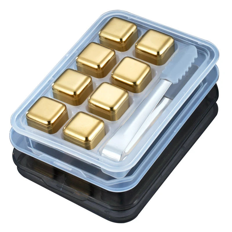 Stainless Steel Gold Ice Cube set