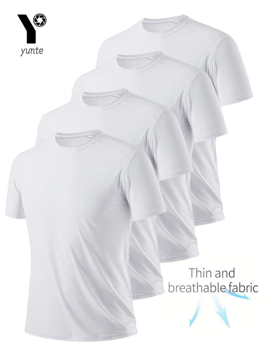4-Pack White Ultra-Light Men's Quick Drying T-Shirt
