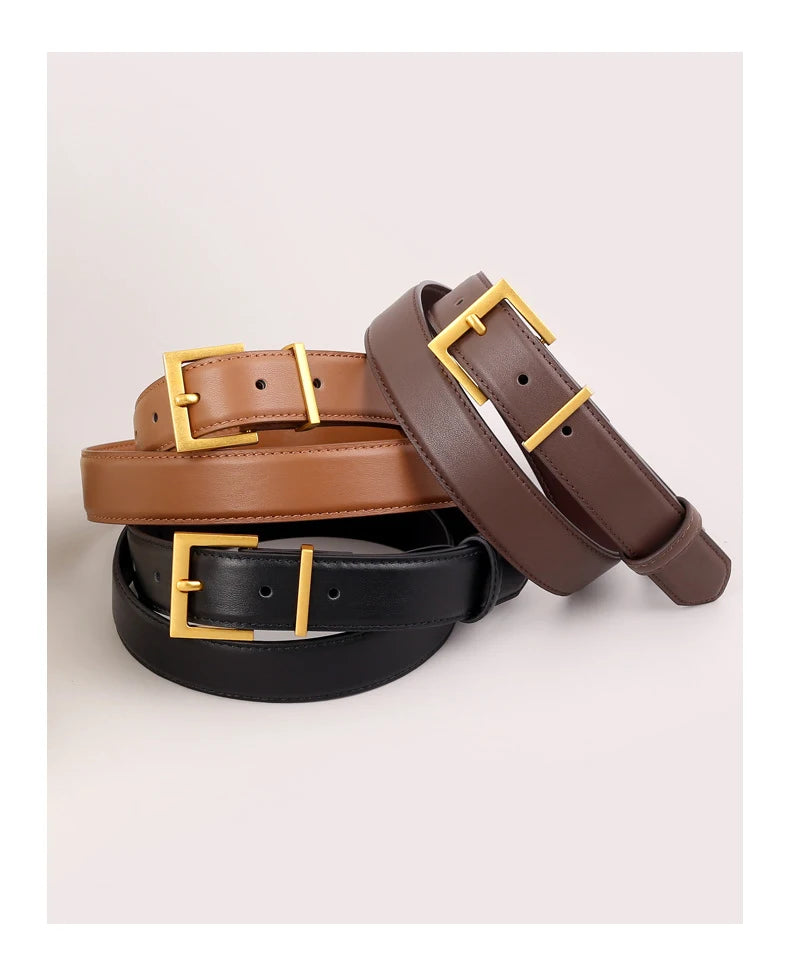 New Luxury Double Genuine Leather Belt for Women