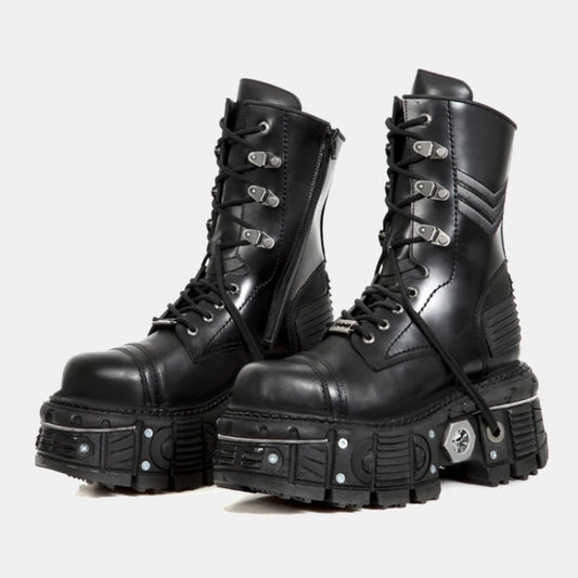 Retro Black Platform Women Ankle Boots