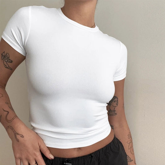 Woman Short Sleeve T-shirt Slim Fit Top